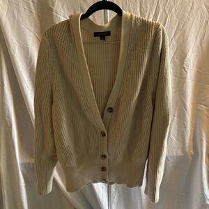 Ann Taylor Cream Button-Up Cardigan